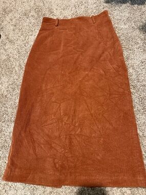 RIHOAS Rust-Brown Corduroy Pencil Skirt